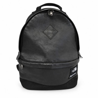 Supreme シュプリーム THE NORTH FACE ノースフェイス 17AW NF0A3G73 x THE NORTH FACE ザノースフェイス Leather Daypack レザー デイパック バックパック リュック ブラック系【中古】