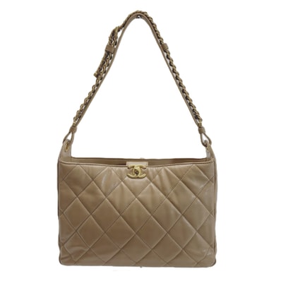 CHANEL シャネル ラムスキン ショルダーバッグ ベージュ レディース ゴールド金具