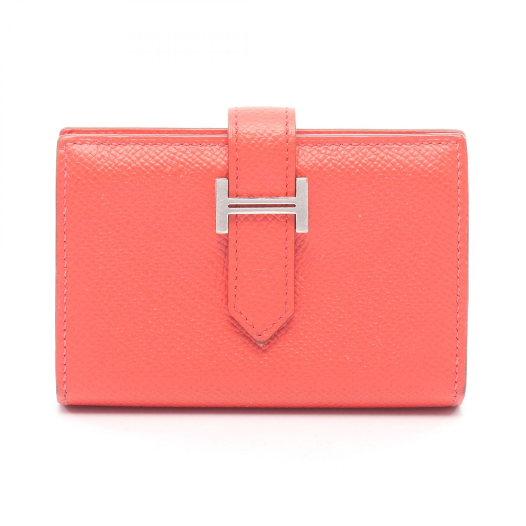 エルメス HERMES ベアンミニ カードケース アクセサリー レザー ヴォーエプソン ヴォーエプソン ローズテキサス T刻印(2015年製造) レディース レッド系 【中古】