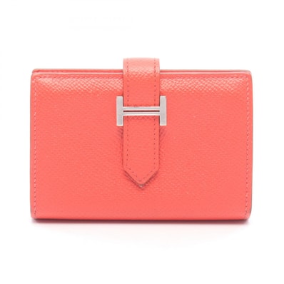エルメス HERMES ベアンミニ カードケース アクセサリー レザー ヴォーエプソン ヴォーエプソン ローズテキサス T刻印(2015年製造) レディース レッド系 【中古】
