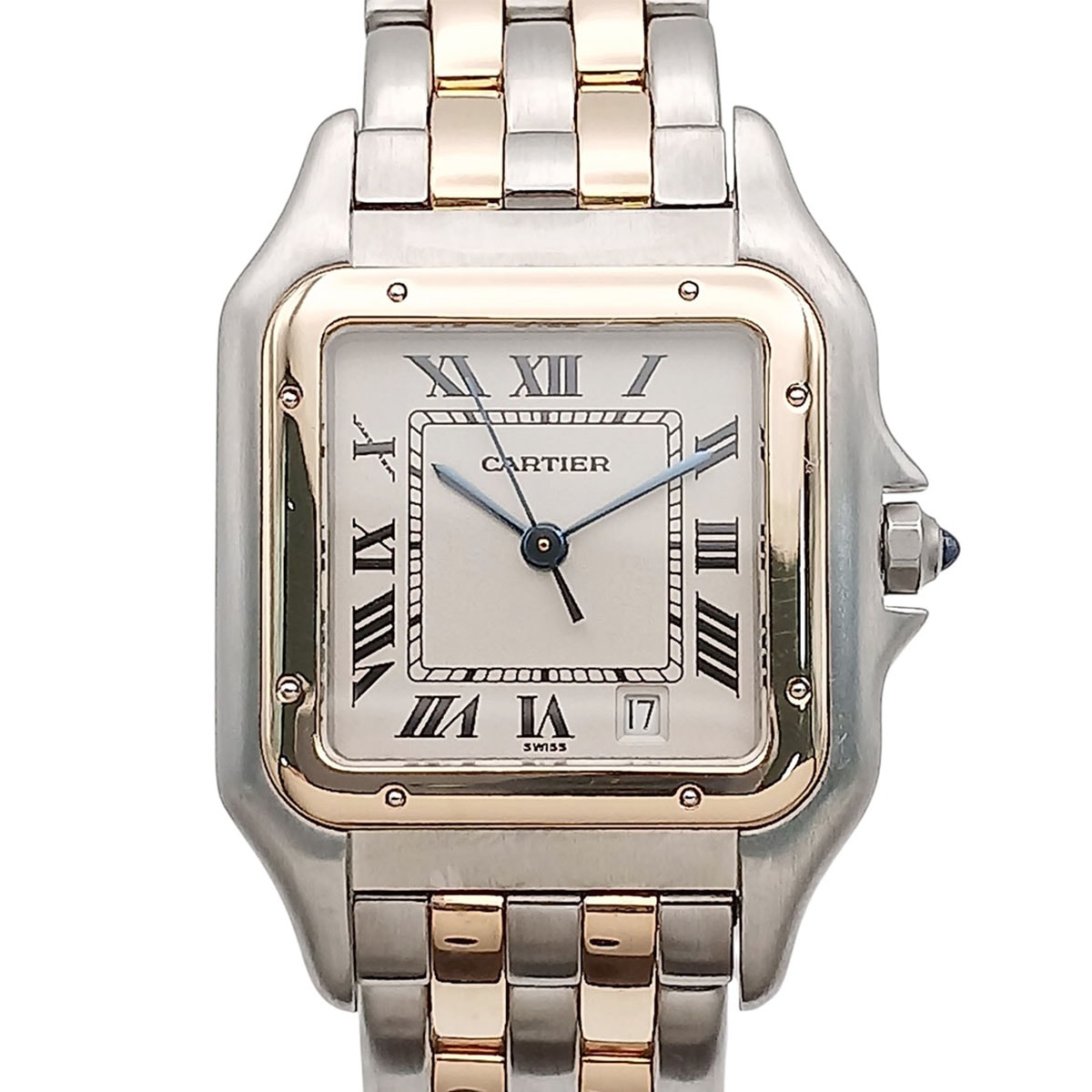 CARTIER カルティエ パンテール MM 2ROW 2ロウ 18K/SS デイト 腕時計 W25028B6 K18イエローゴールド ステンレススチール ホワイト シルバー ゴールド クオーツ  レディース【中古】