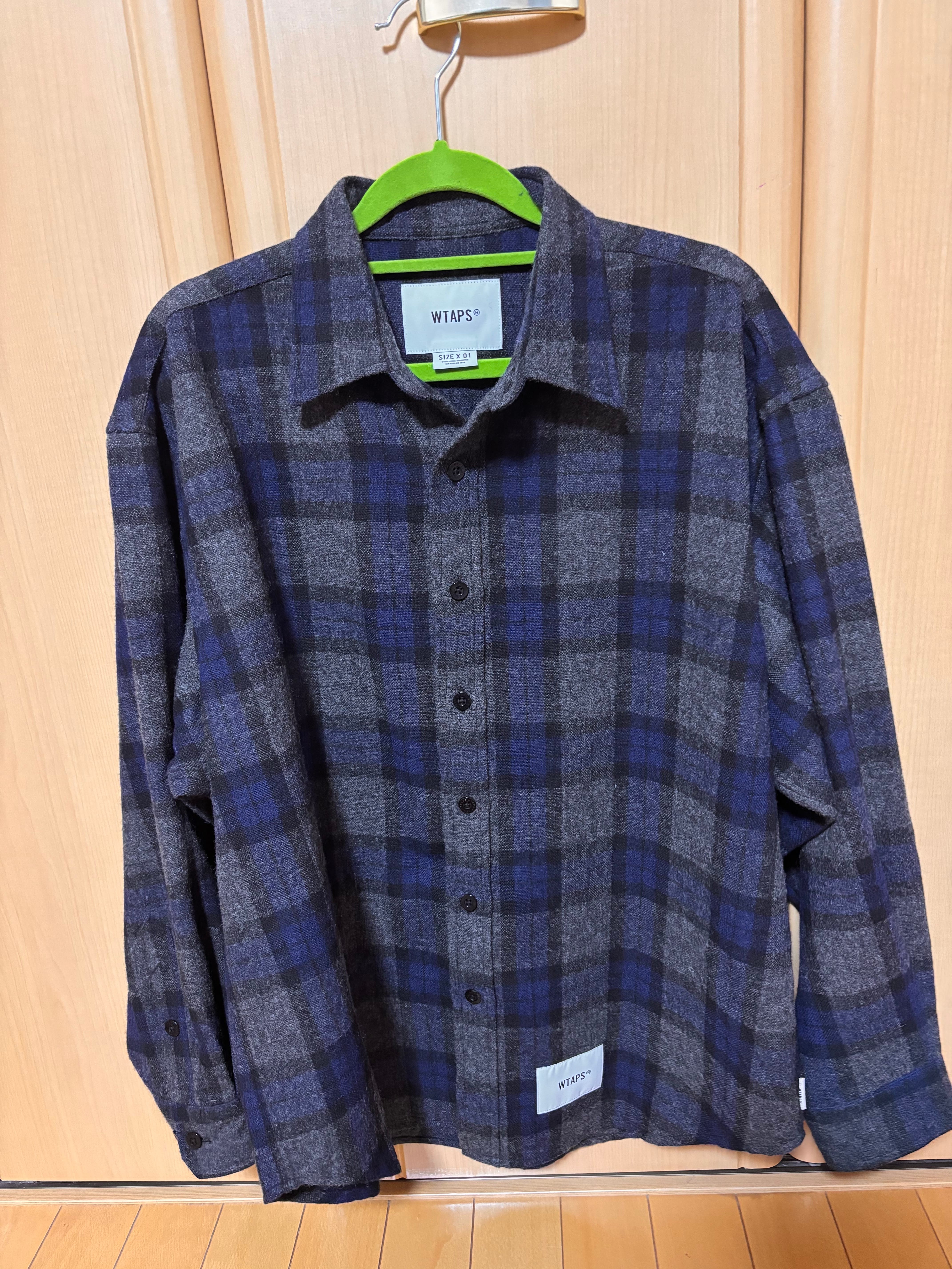 ダブルタップス TXT 01 / LS / WOPL. ツイード. テキスタイル. OF "ネイビー" 252TQDT-SHM03