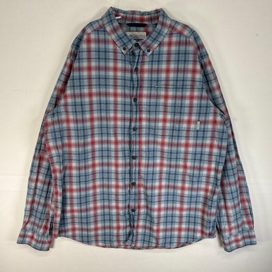 古着 コロンビア Columbia 長袖シャツ ワンポイント ロゴ チェック ボタンダウン L ブルー系 マルチカラー メンズ