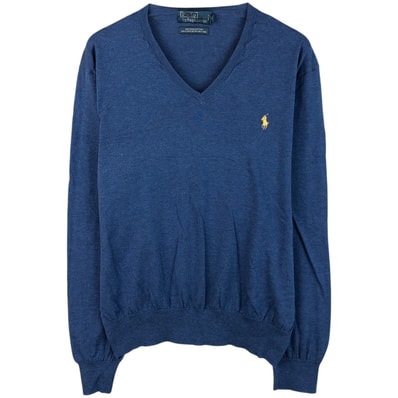 古着 ラルフローレン Ralph Lauren POLO by Ralph Lauren Vネック ピマコットンニットセーター メンズL相当/eaa619014
