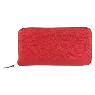 HERMES エルメス アザップロング シルクイン レッド シルバー金具 ヴォーエプソン シルク/ 長財布 ロングウォレット X刻印 601795 【中古】