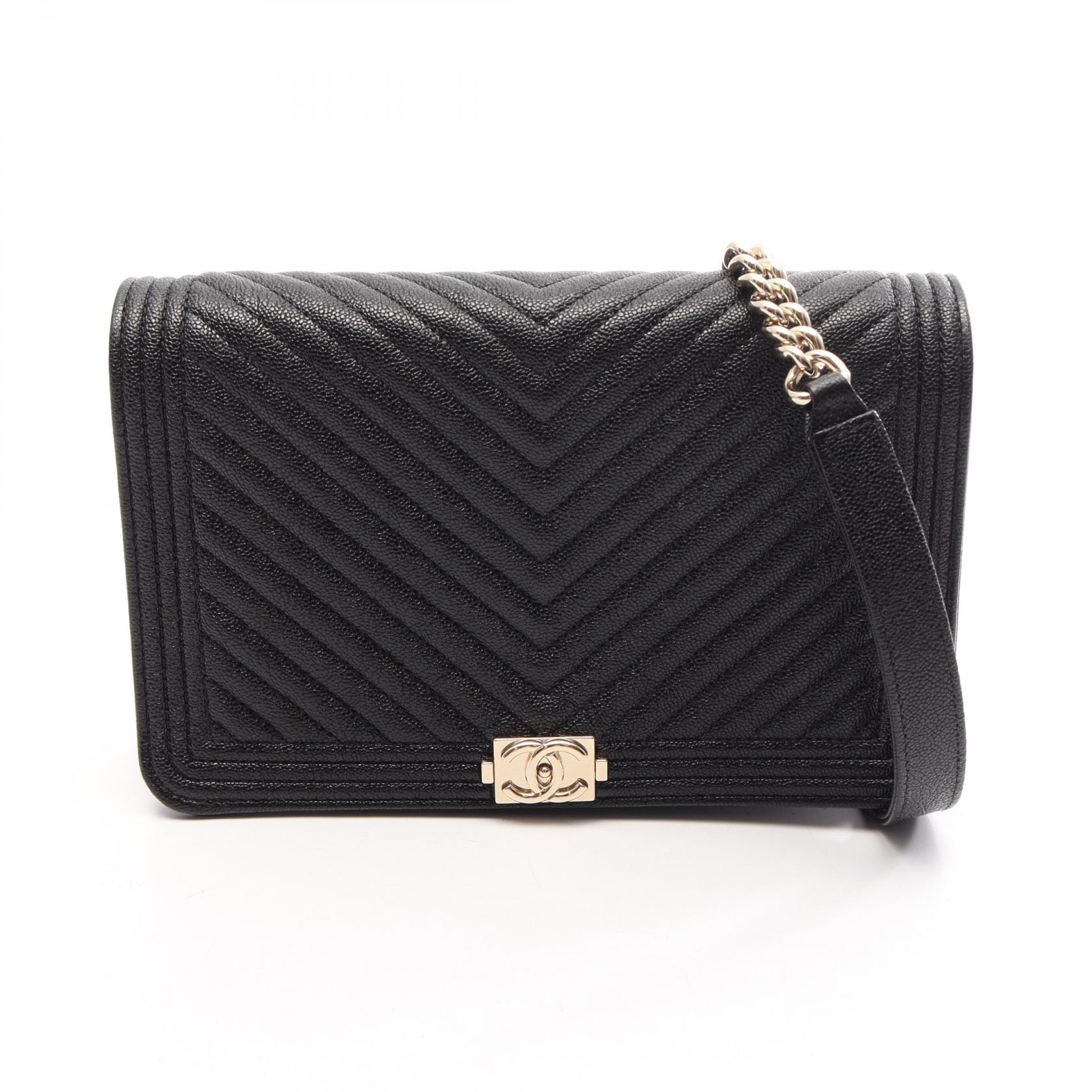 シャネル CHANEL Vステッチ ショルダーバッグ バッグ キャビアスキン(グレインドカーフ) レディース ブラック系 【中古】