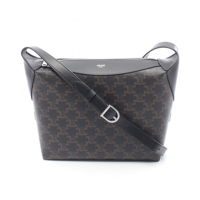 セリーヌ CELINE HARRY ハリー トリオンフ ショルダーバッグ バッグ PVCコーティングキャンバス レザー レディース ブラック系 / ブラウン系 122332GUK38SI 【新品】