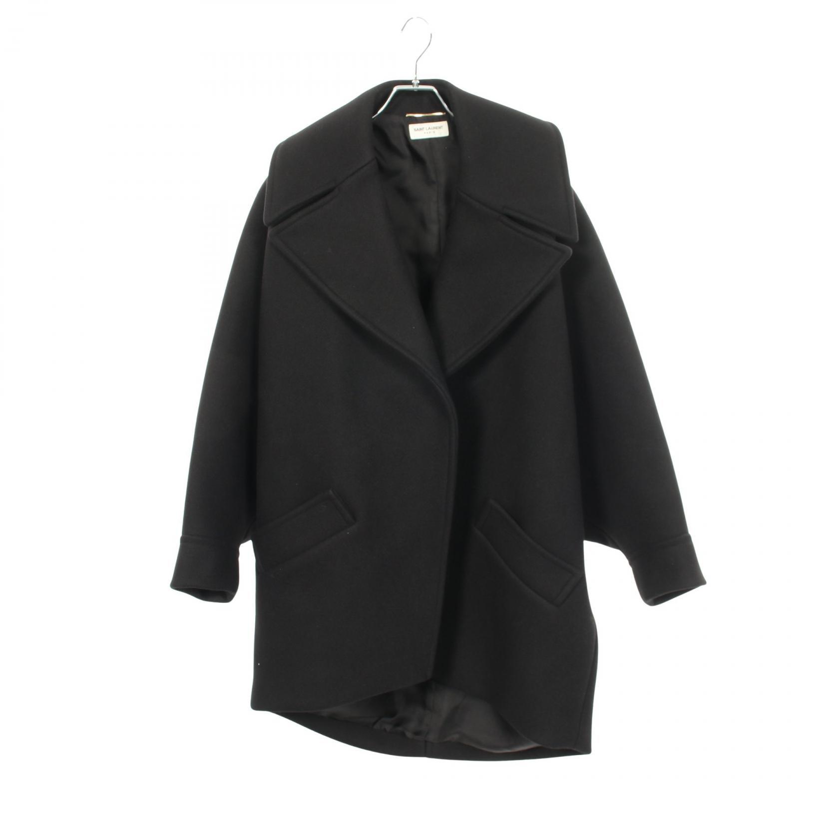 サンローランパリ SAINT LAURENT PARIS メルトンコクーン 衣料品 アウター ウール レディース ブラック系 707010 【中古】