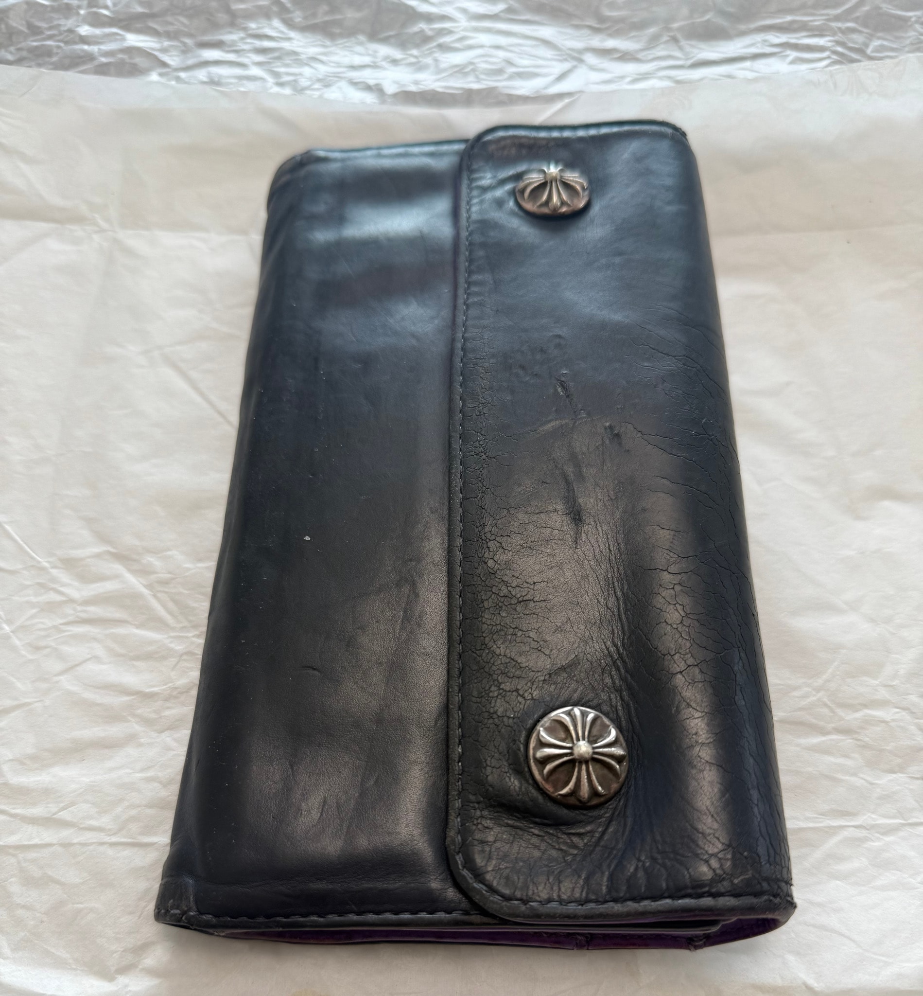 値下げ　クロムハーツ　ウェーブウォレット D (傷や汚れあり)】値下げ交渉可能 ／ 正規品！CHROME HEARTS クロム