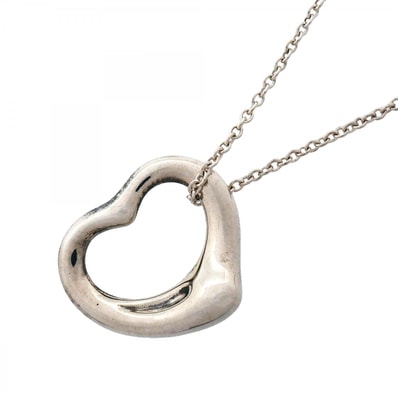 【6jfb0321-k】ティファニー ネックレス オープンハート シルバー925【中古】レディース