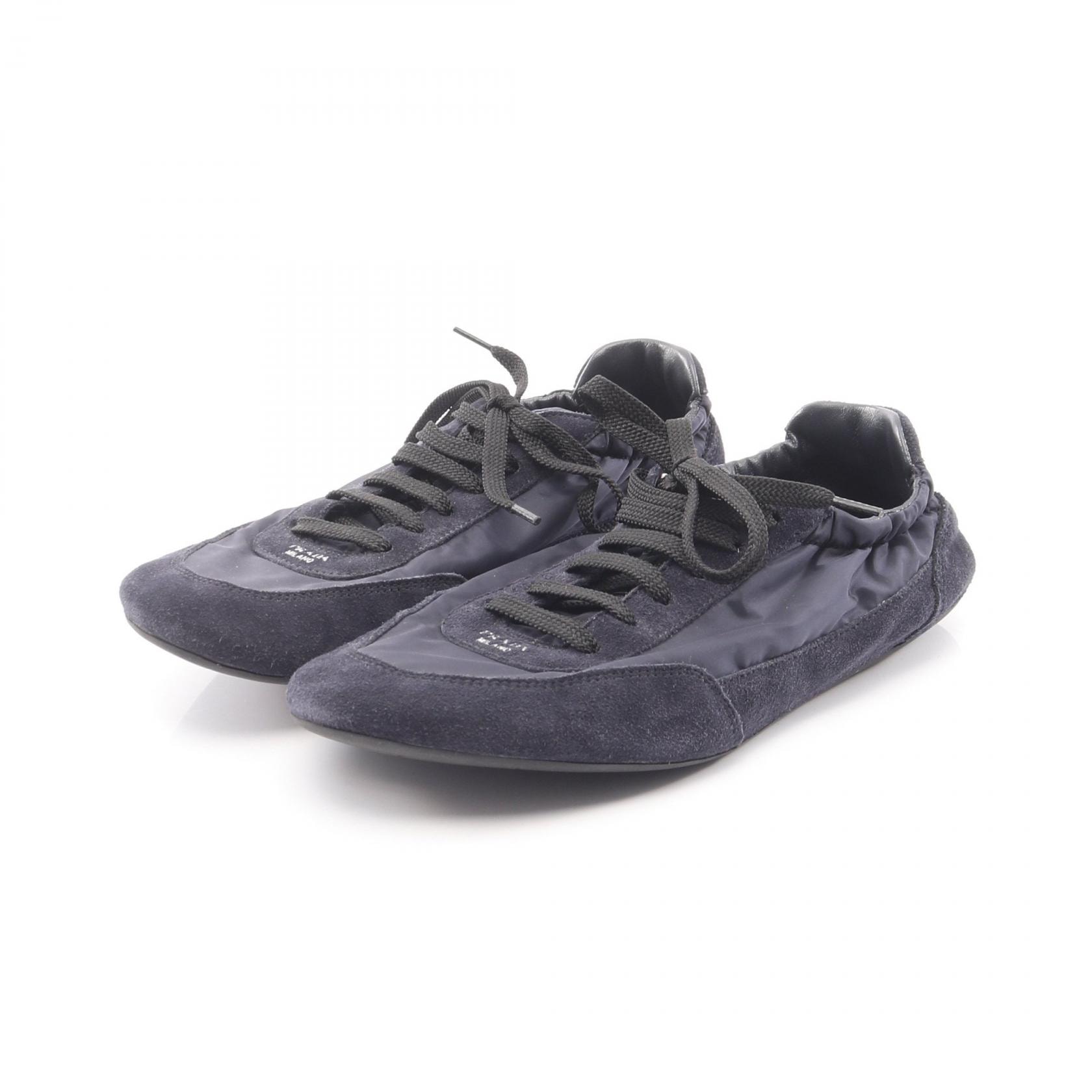 プラダ PRADA Re-Nylon コラプス スニーカー 靴 ナイロン スウェード レディース ネイビー系 1E959N 【中古】