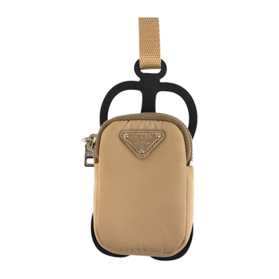 PRADA プラダ テスート 三角ロゴプレート 男女兼用 ベージュ シルバー金具 ナイロン ゴム/ 携帯・スマホアクセサリー スマホケース iPhoneケース スマートフォンホルダー 504380 【中古】