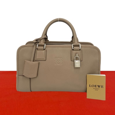 LOEWE ロエベ アマソナ28 アナグラム 刻印 レザー ハンドバッグ ベージュ
09438