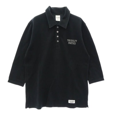 WACKO MARIA ワコマリア ポロシャツ the guilty parties バックロゴ 七分丈 ポロシャツ カットソー ブラック系 M【中古】