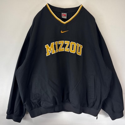 古着 ナイキ NIKE ナイロンジャケット プルオーバー ピステ センタースウッシュ 大きいサイズ チームロゴ 2XL ブラック メンズ