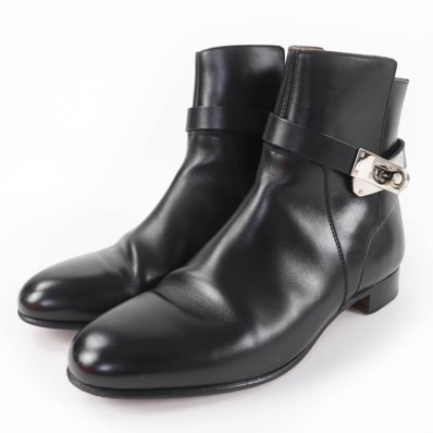 美品 エルメス ショートブーツ ネオ ブラック レディース 36