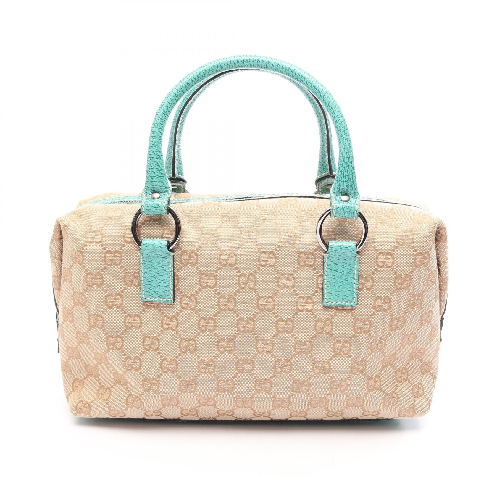 グッチ GUCCI GGキャンバス ハンドバッグ バッグ キャンバス レザー レディース ベージュ系 / グリーン系 113009 【中古】