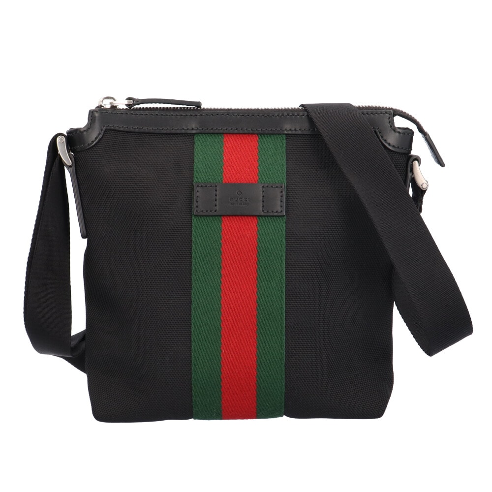 グッチ アウトレット品 シェリーライン ショルダーバッグ キャンバス 631195 ブラック ユニセックス GUCCI  中古