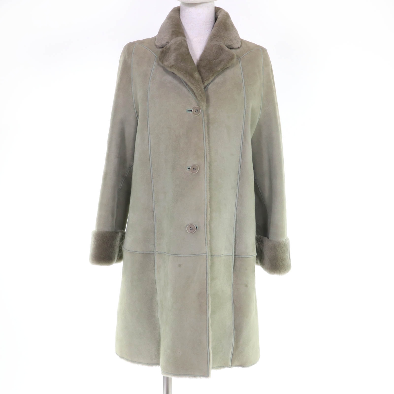 良品 ロエベ ムートンコート カーキ レディース 36