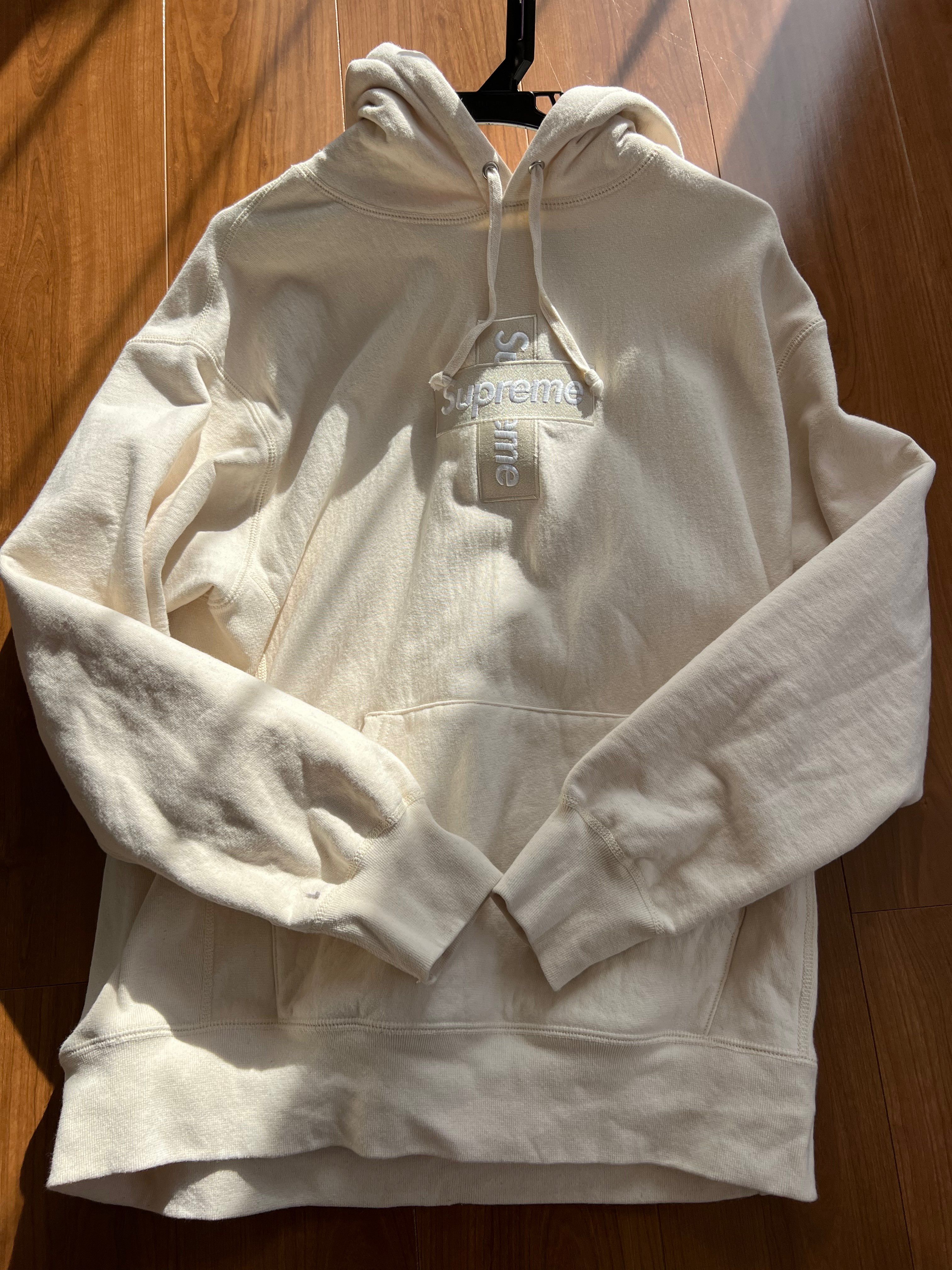 Supreme Cross Box Logo Hooded Sweatshirt "Natural"