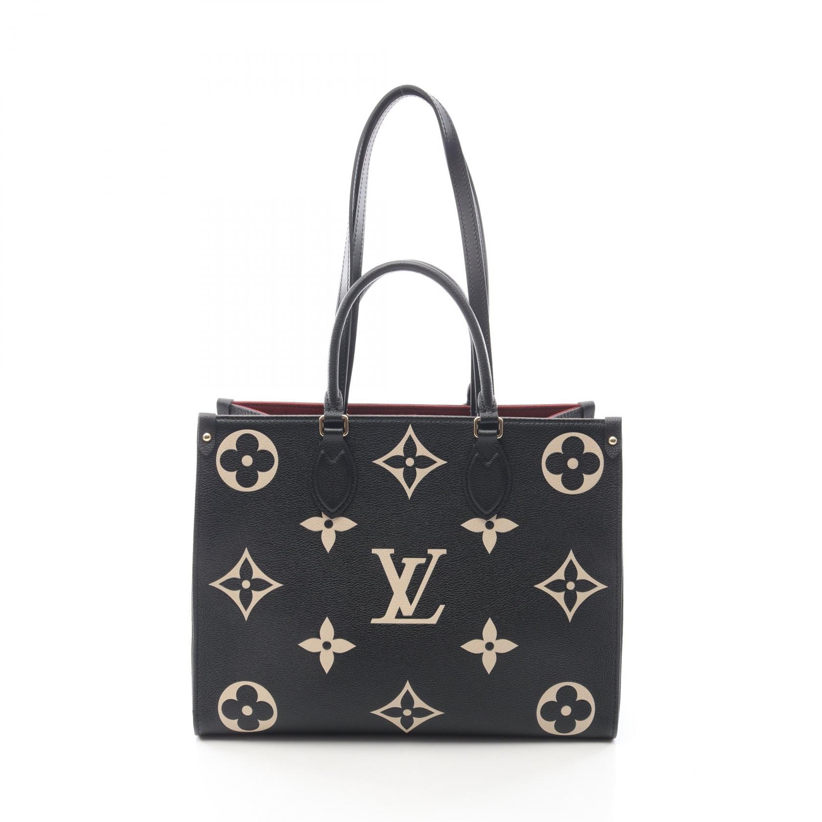 ルイ・ヴィトン LOUIS VUITTON オンザゴーMM モ2WAY トートバッグ バッグ レザー モノグラム・アンプラント ノワール レディース ブラック系 M45495 【中古】