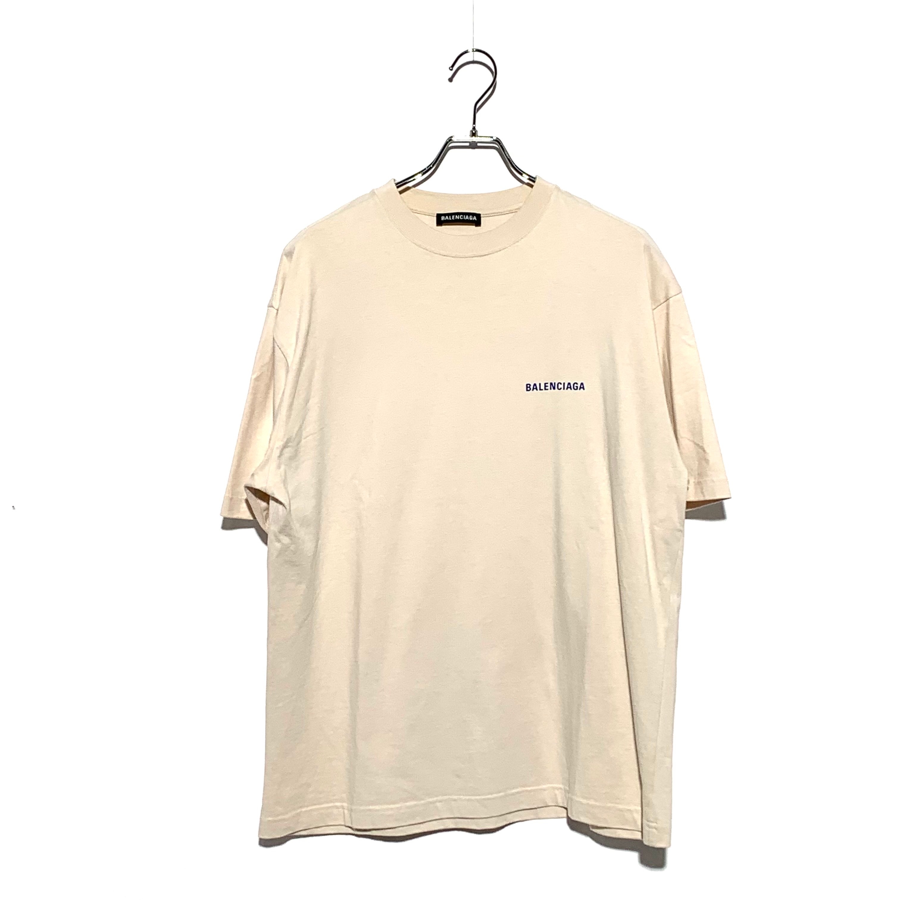 BALENCIAGA Logo Medium Fit T-shirt "Beige/Blue"