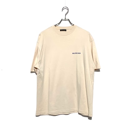 BALENCIAGA Logo Medium Fit T-shirt "Beige/Blue"