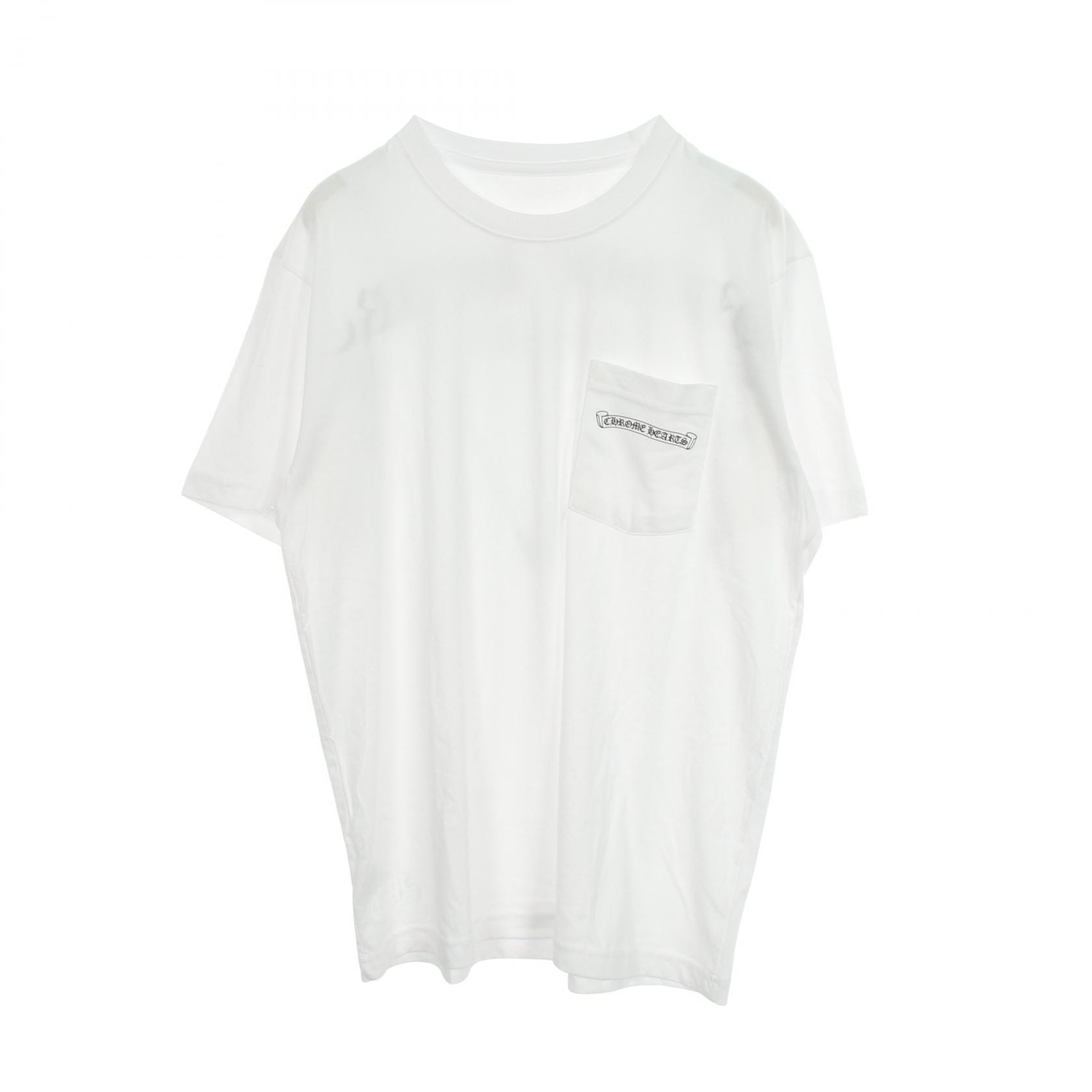 クロムハーツ CHROME HEARTS バックアーチロゴ ポケット付き 半袖Tシャツ 衣料品 トップス コットン メンズ ホワイト系 【中古】