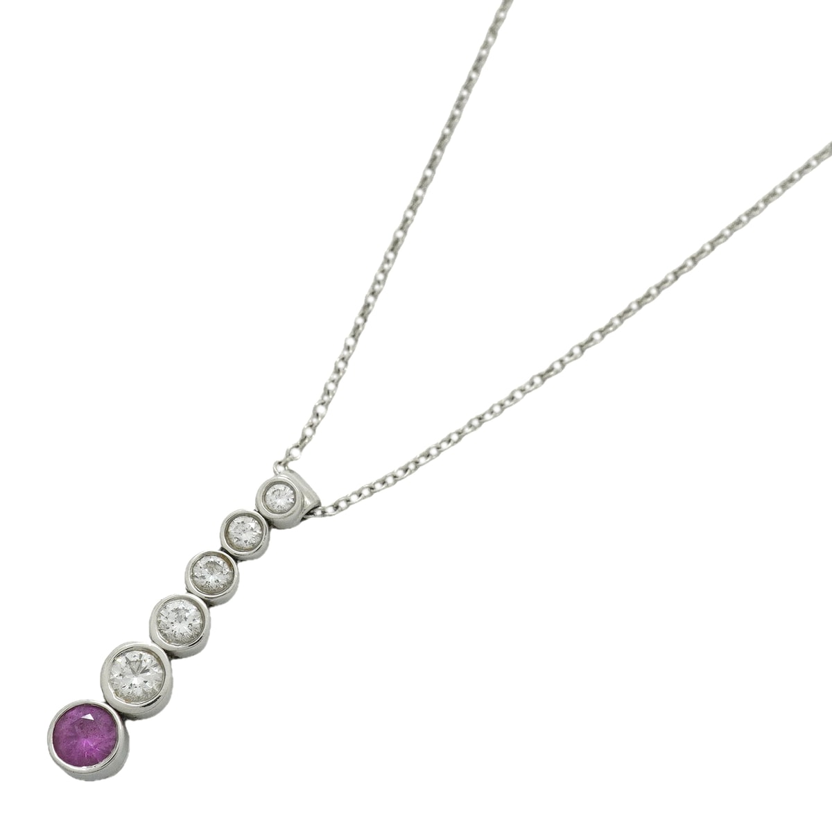 【6jkb0278】ティファニー ネックレス ジャズ/グラジュエイテッド Pt950 プラチナ ダイヤモンド ピンクサファイア【中古】レディース