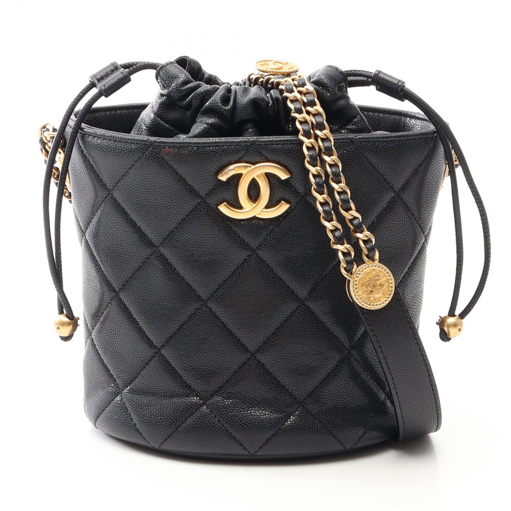 シャネル CHANEL マトラッセ ドローストリング バケットバッグ ショルダーバッグ バッグ キャビアスキン(グレインドカーフ) レディース ブラック系 AS3371 【中古】