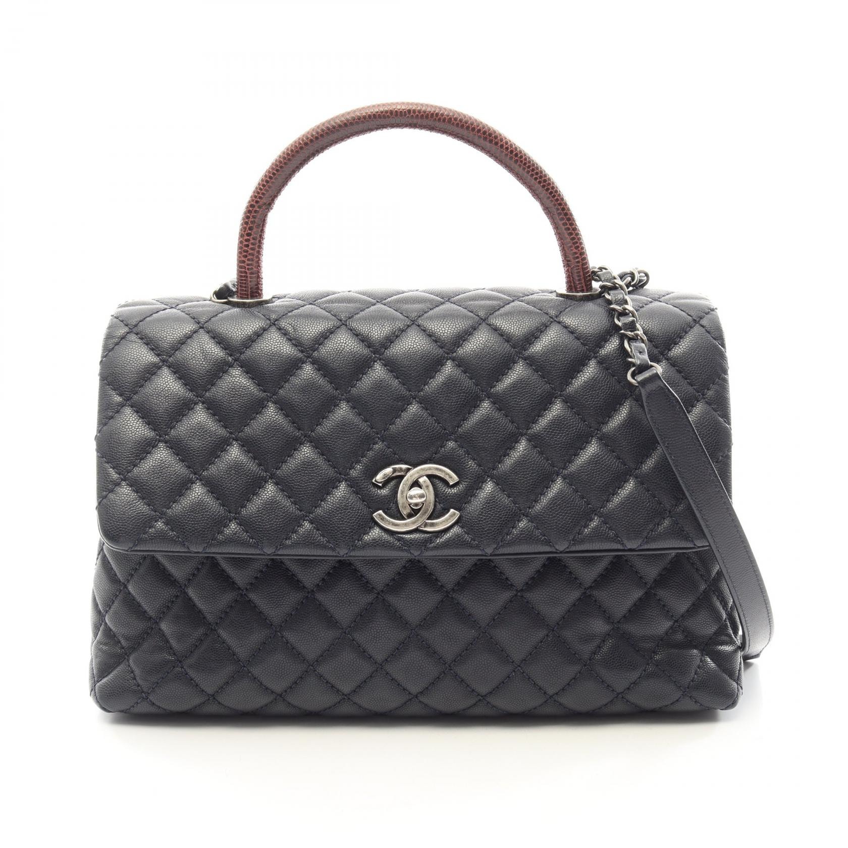 シャネル CHANEL マトラッセ ココハンドル 2WAY ハンドバッグ バッグ キャビアスキン(グレインドカーフ) レディース ネイビー系 / ボルドー系 A92992 【中古】