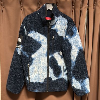 Supreme x The North Face Bleached Denim Print Fleece Jacket "Indigo"