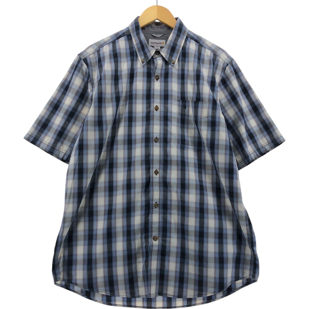 古着 カーハート Carhartt RELAXED FIT チェック柄 ボタンダウン 半袖 ワークシャツ メンズL相当/eaa564754
