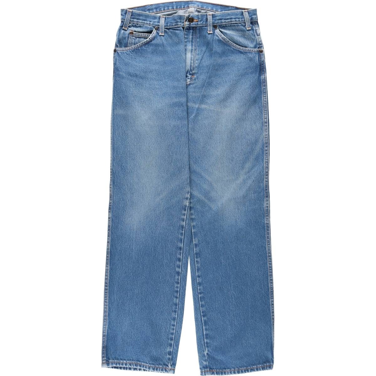 古着 ディッキーズ Dickies 無地 ロゴパッチ ストレートデニムパンツ 不明 34×32 メンズw34相当 ジッパーフライ ワイドパンツ/eaa661028
