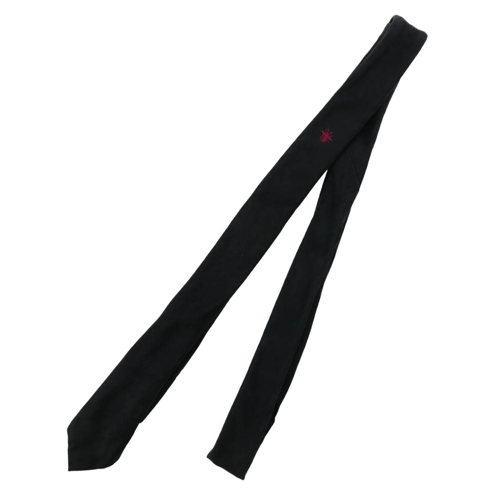 Dior ディオール ネクタイ Bee 赤刺繍 総柄 シルク ネクタイ ブラック系【中古】