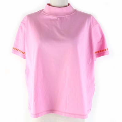 極美品 エルメス 半袖Tシャツ カルトゥッシュ ピンク 34 3E4621DL
