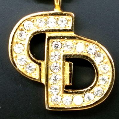 Dior CD Logo Rhinestone Necklace "Gold"