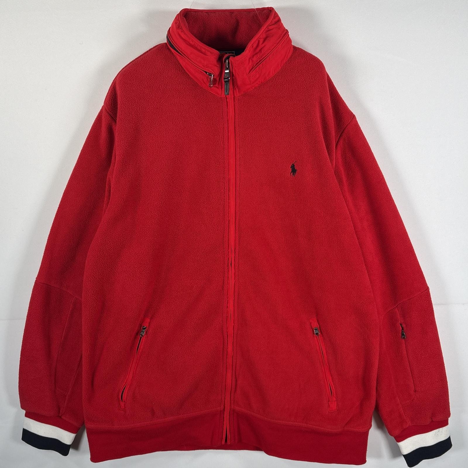 古着 90's/90年代 ポロバイラルフローレン Polo by Ralph Lauren フリースジャケット ビッグサイズ フルジップ XLT TALL  レッド メンズ