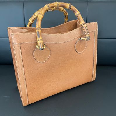 Gucci Vintage Bamboo Leather Handle Bag "Brown"