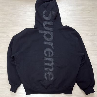 Supreme Satin Applique Hooded Sweatshirt "Black"