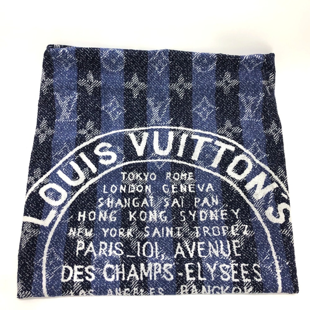 ルイヴィトン LOUIS VUITTON TRUNKS&BAGS モノグラム ビーチタオル バスタオル タオル コットン ブルー