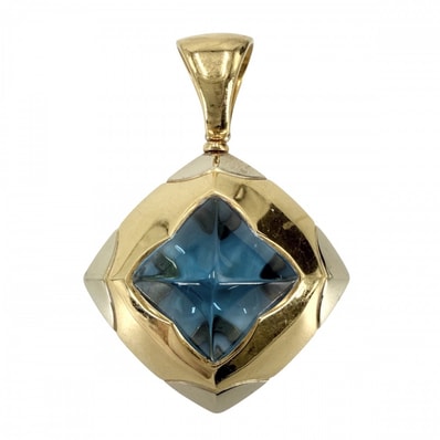 BVLGARI ブルガリ ペンダントトップ ピラミデ ジュエリー アクセサリー 18金YG Au750 K18イエローゴールド ブルートパーズ ブルー 青 ユニセックス 約15.8g【中古品】