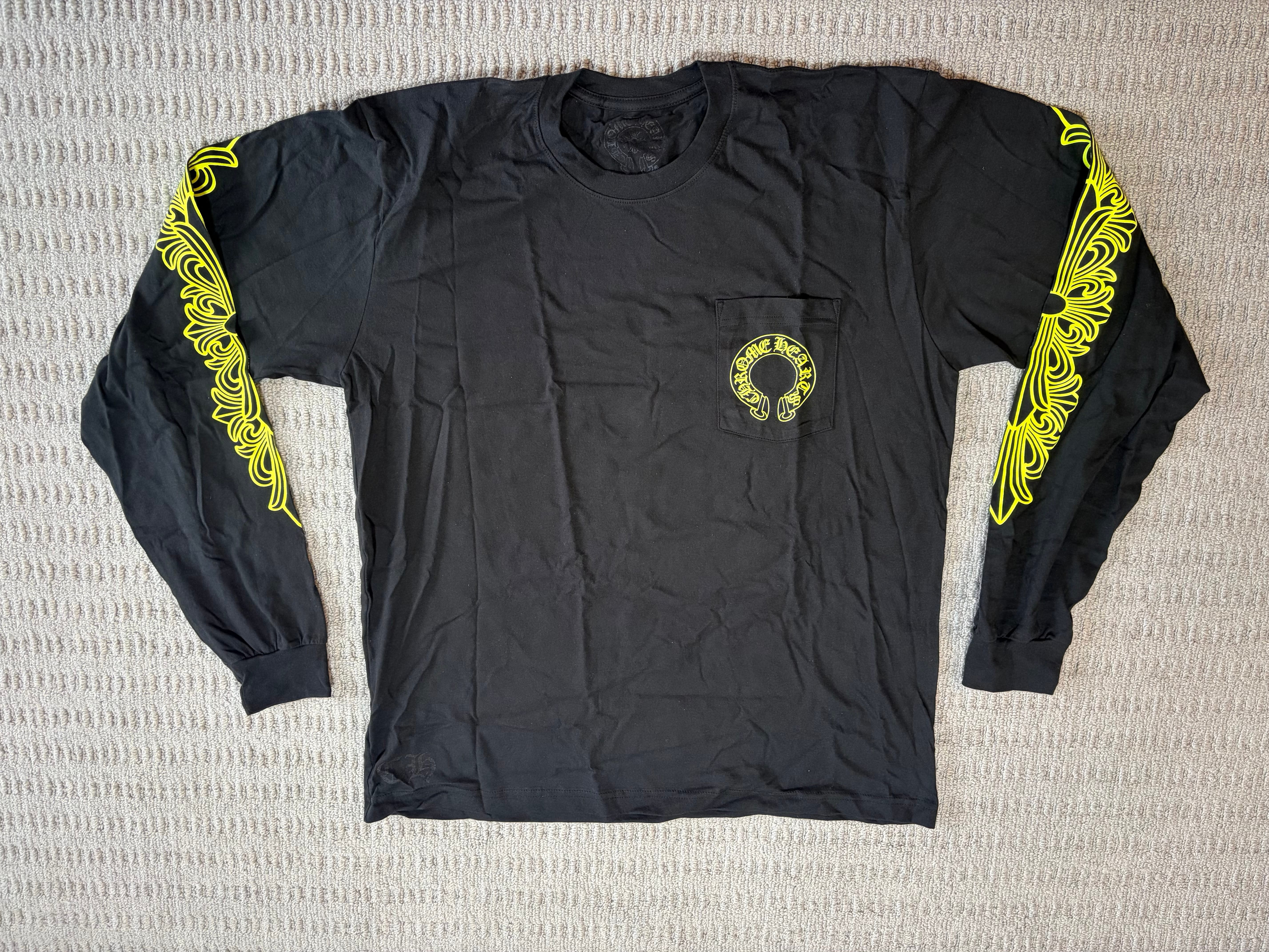 Chrome Hearts Horse Shoe L/S T-Shirt "Black/Neon Yellow"