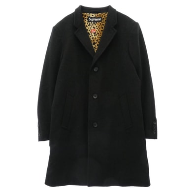 Supreme シュプリーム コート 17AW Loro Piana Wool Overcoat ウール チェスター オーバーコート 裏地レオパード ブラック系 マルチカラー系 M【中古】