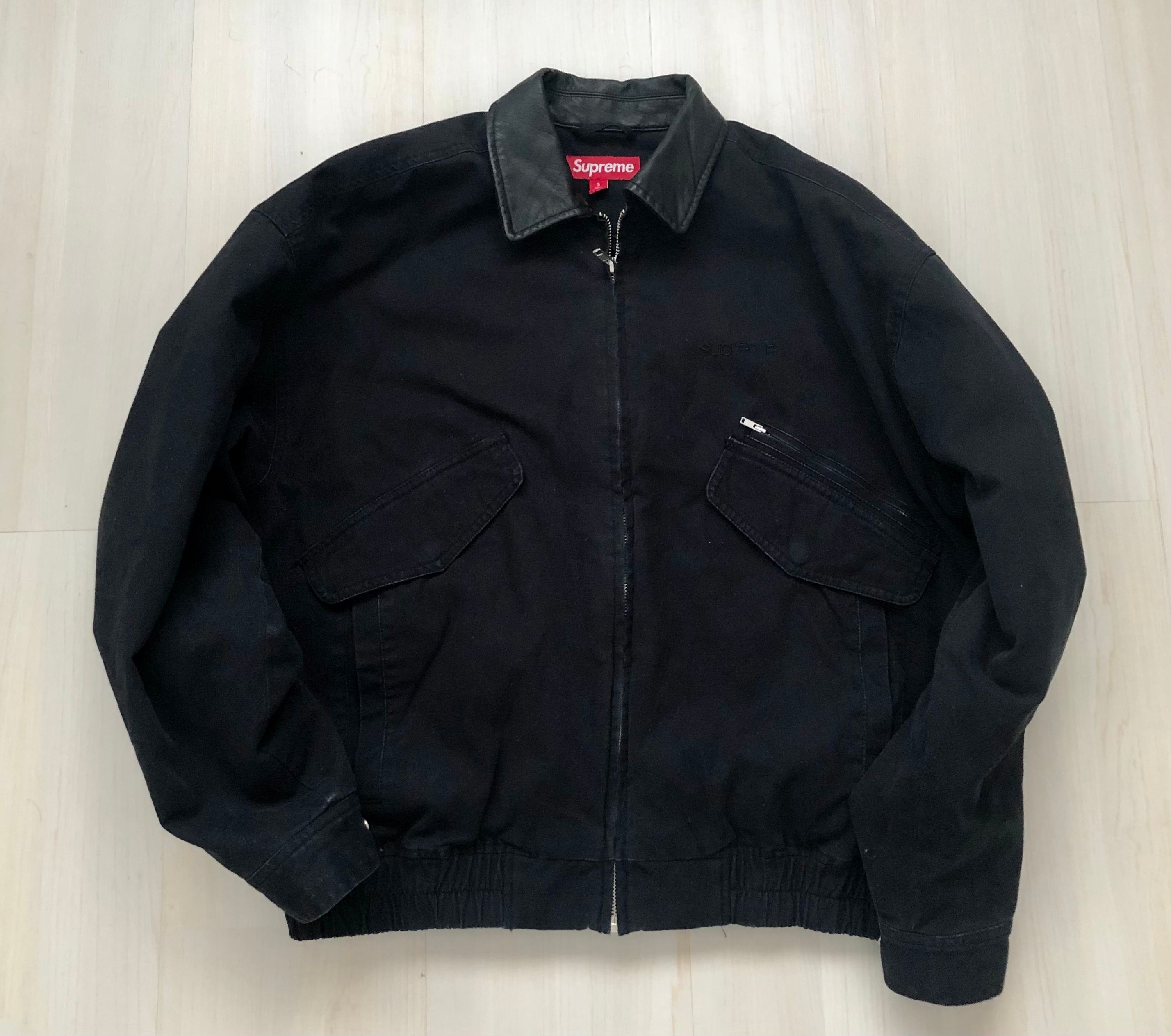 Supreme Leather Collar Utility Jacket "Black"