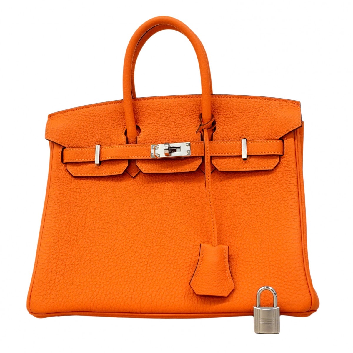 【6bc3422-g】エルメス ハンドバッグ バーキン25 トゴ オレンジ シルバー金具 W刻印【中古】レディース