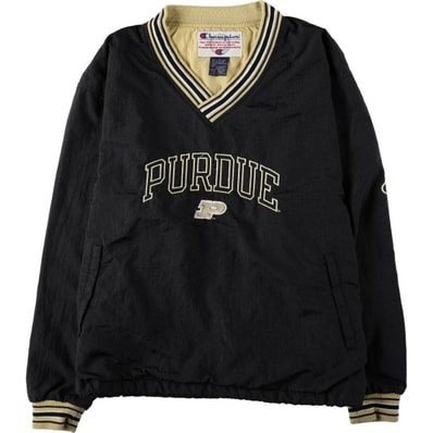 古着 90~00年代 チャンピオン Champion PURDUE パデュー大学 Vネック カレッジ ナイロンプルオーバー メンズL相当 ヴィンテージ/eaa671818