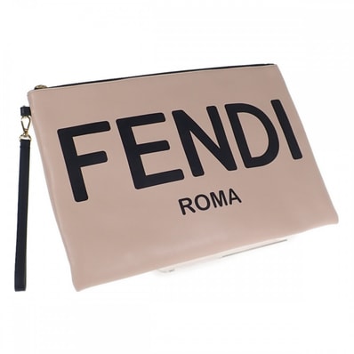 フェンディ FENDI フラットポーチ ラージ 8N0178 AEHR ポーチ クラッチバッグ カーフ ピンク メンズ レディース【中古】【ABランク】