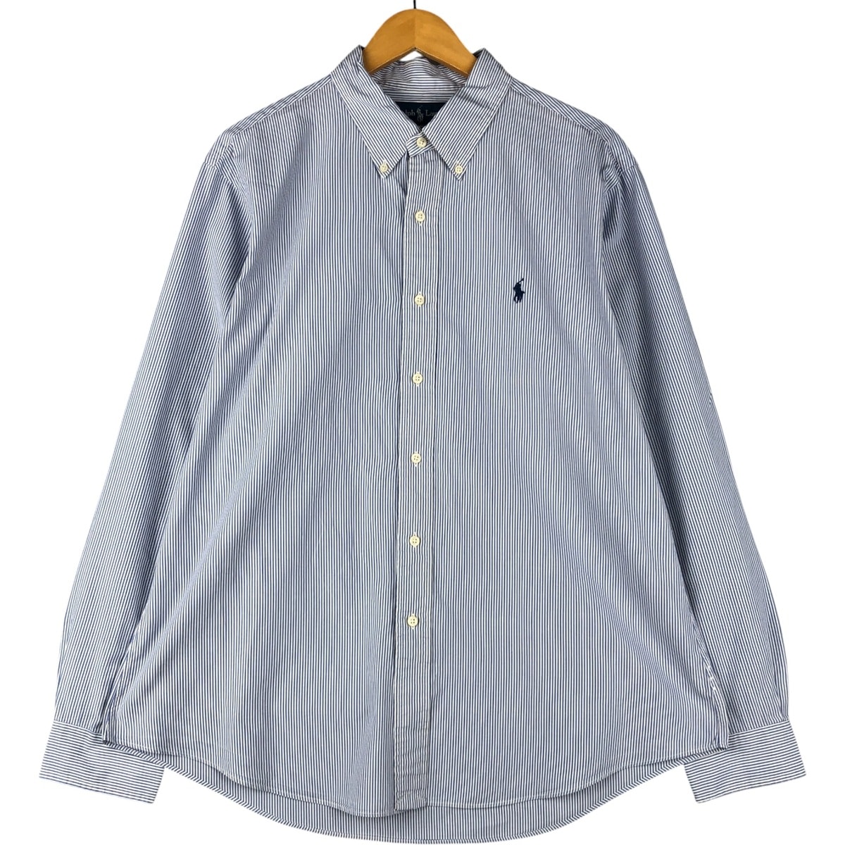 古着 ラルフローレン Ralph Lauren CUSTOM FIT 長袖 ボタンダウンストライプシャツ メンズXL相当/eaa600587