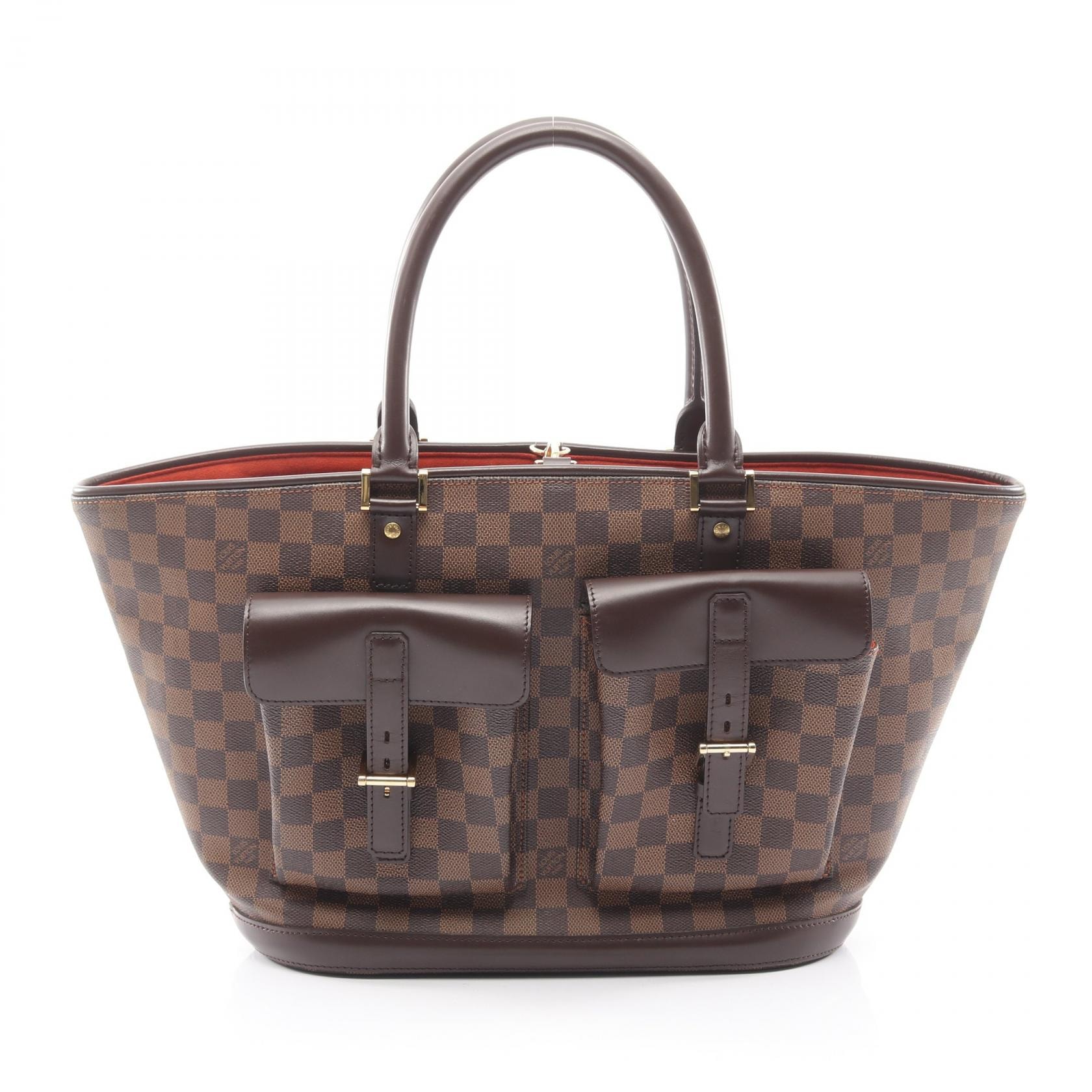 ルイ・ヴィトン LOUIS VUITTON マノスクGM ハンドバッグ バッグ PVCコーティングキャンバス レザー ダミエ エベヌ レディース ブラウン系 N51120 【中古】